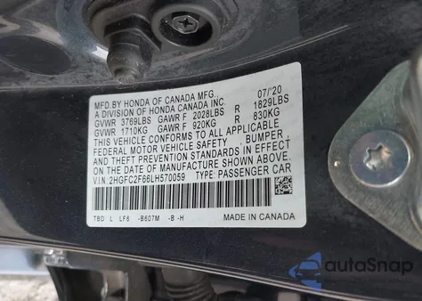 2020 Honda Civic Lx from USA, damaged, VIN 2HGFC2F66LH570059
